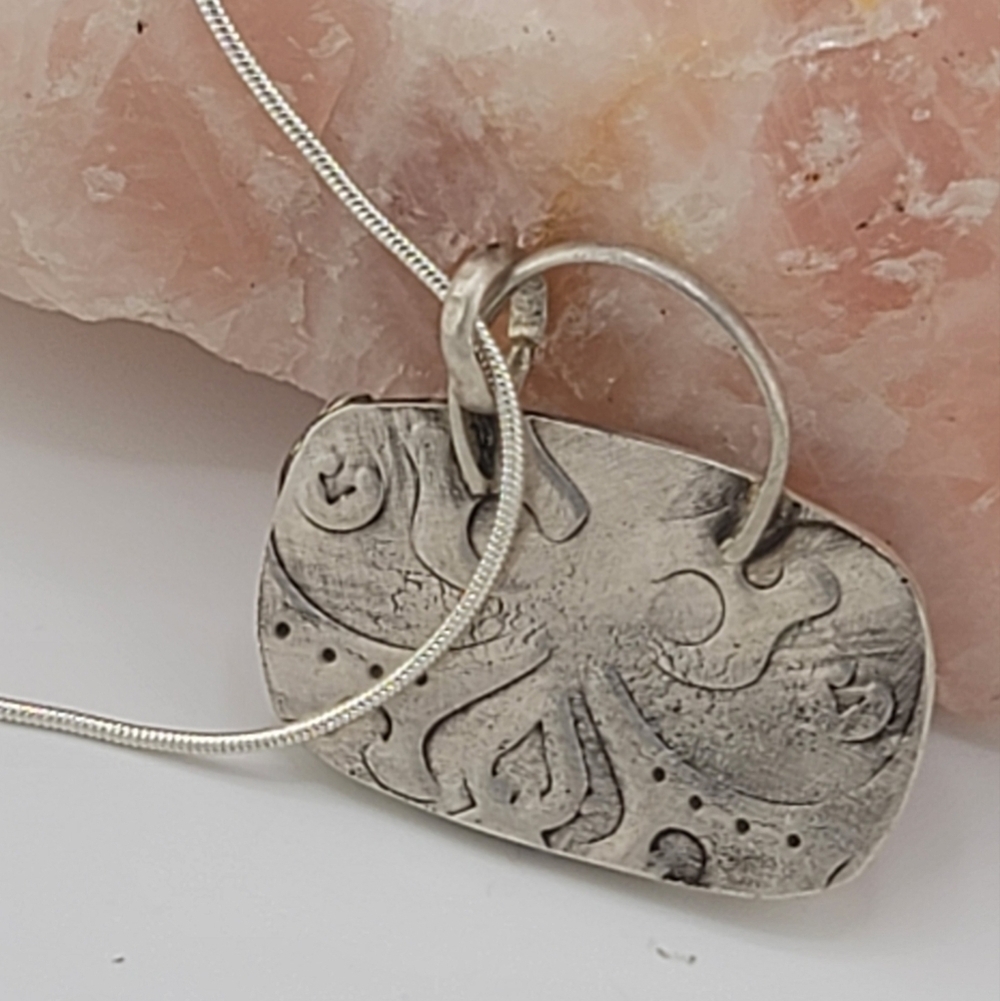 "BROKEN INTO BEAUTIFUL" PENDANT MADE BROKEN CHINA  HANDMADE IN STERLING SILVER